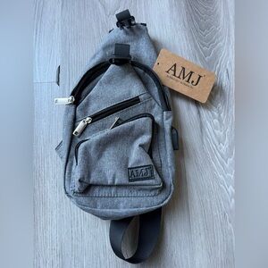 AMJ Gray Mini Crossbody Sling Chest Bag NWT